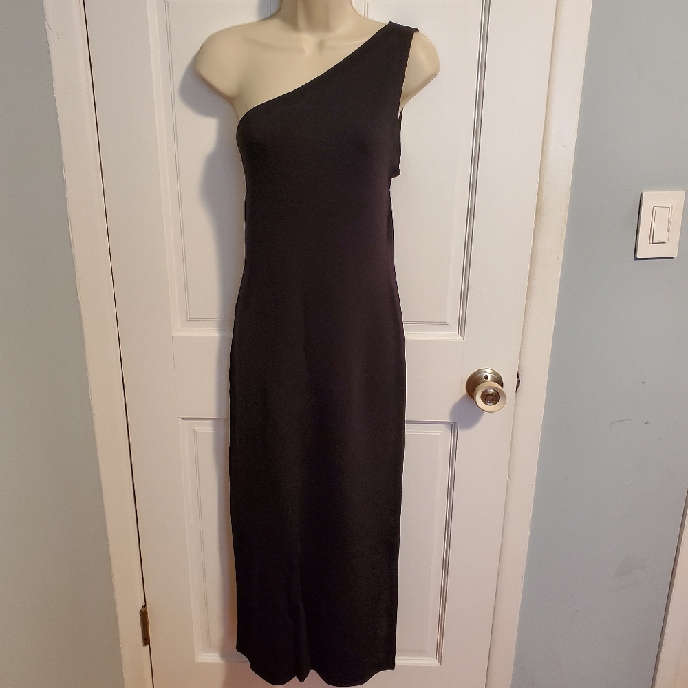 Theory Black Yuleena One-Shoulder  Dress - Picture 9 of 9